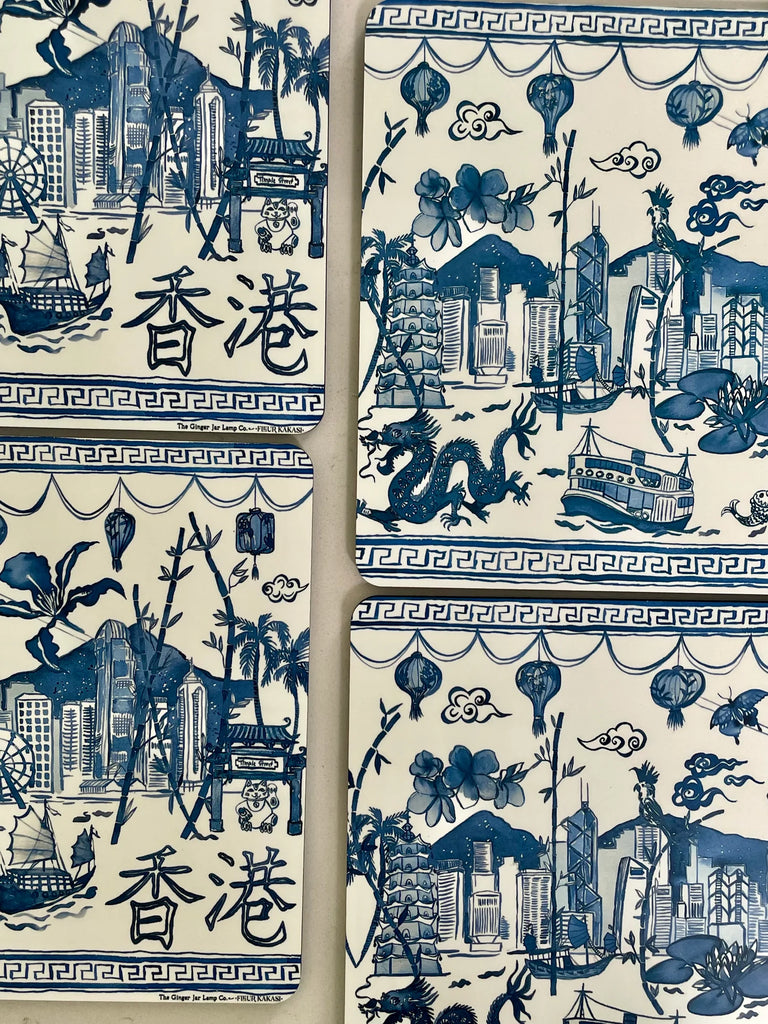 " Hong Kong Homage " Set of 4 Placemats - The Ginger Jar Lamp Co.