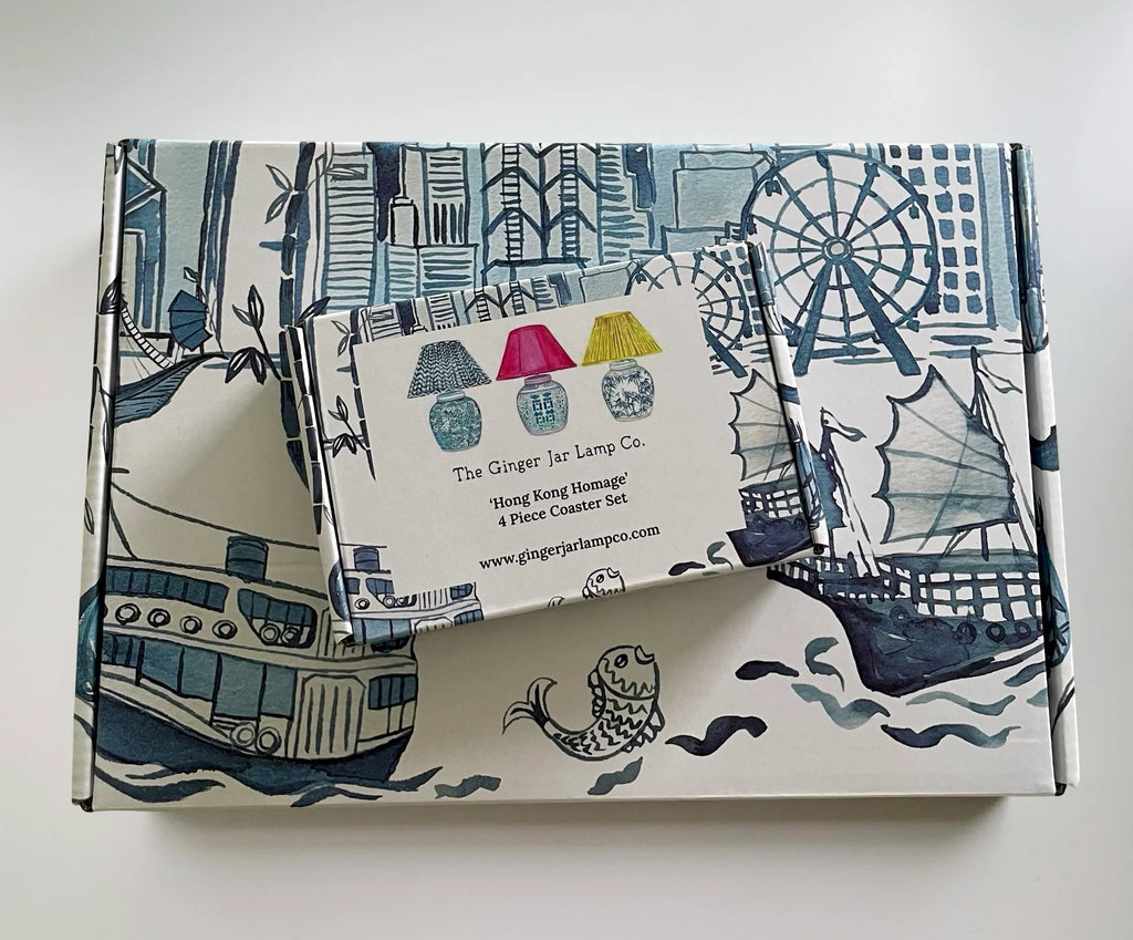 " Hong Kong Homage " Set of 4 Coasters - The Ginger Jar Lamp Co.
