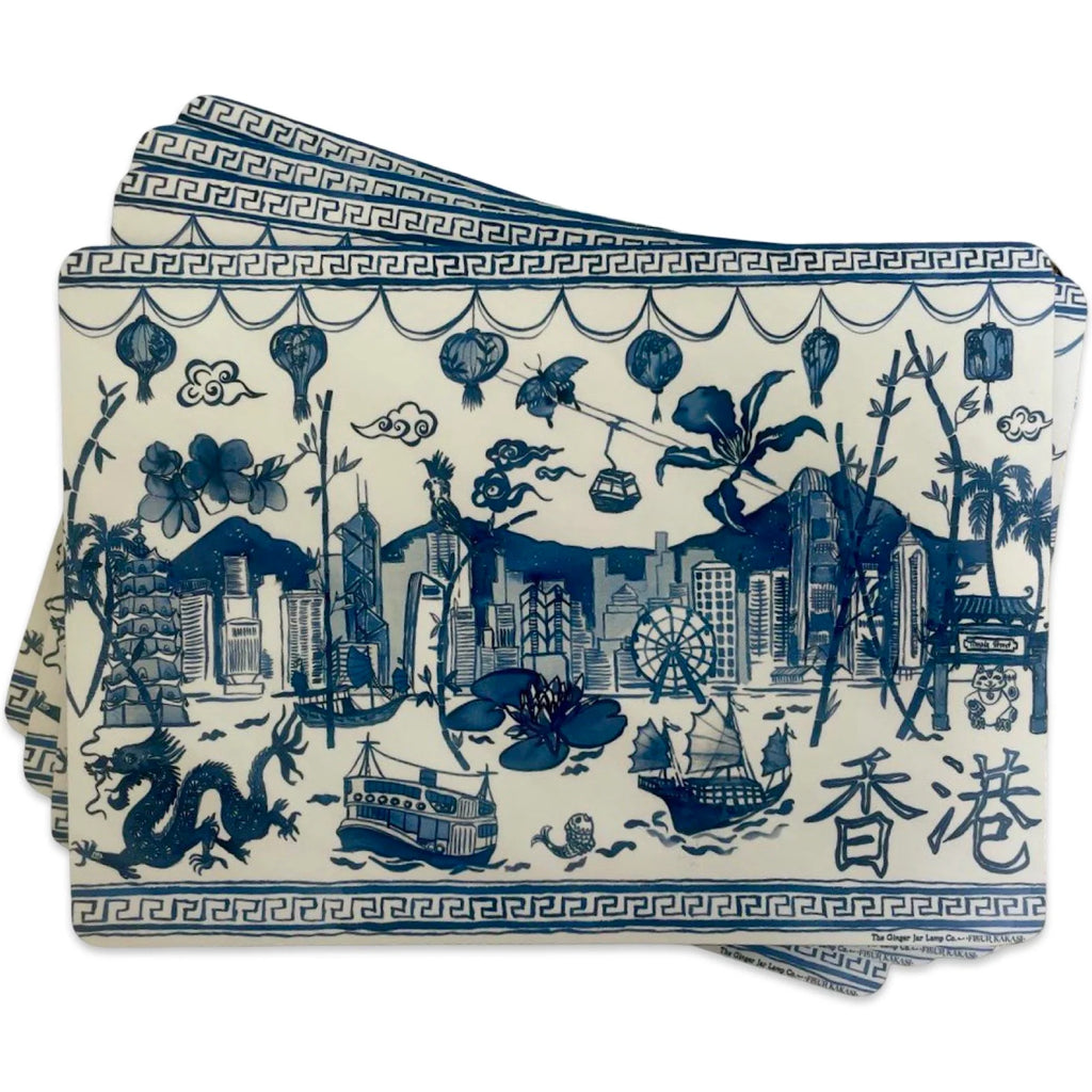 " Hong Kong Homage " Set of 4 Coasters - The Ginger Jar Lamp Co.