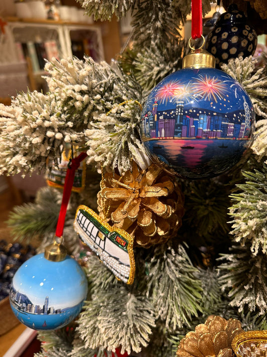 Hong Kong Hand Painted Glass Bauble