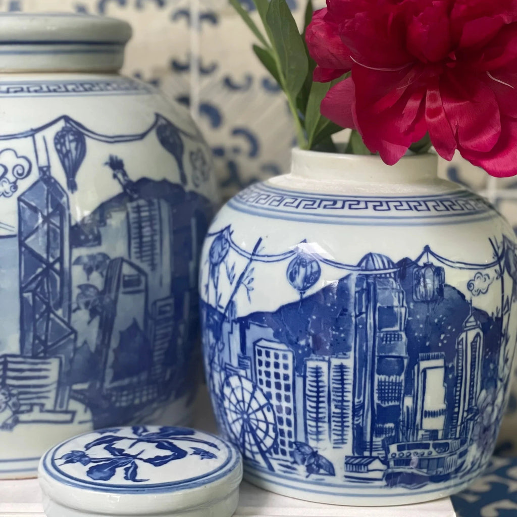 " Hong Kong Homage " Ginger Jar in Imperial Blue - The Ginger Jar Lamp Co.
