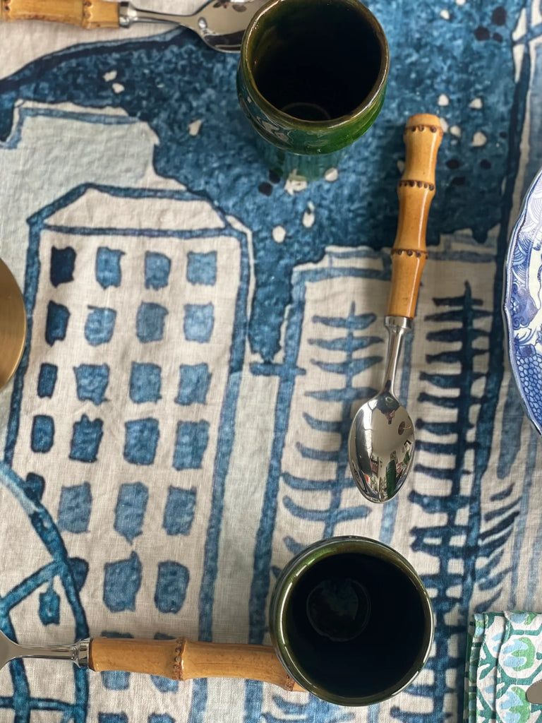 " Hong Kong Homage " 6 Seater Linen Tablecloth - The Ginger Jar Lamp Co.