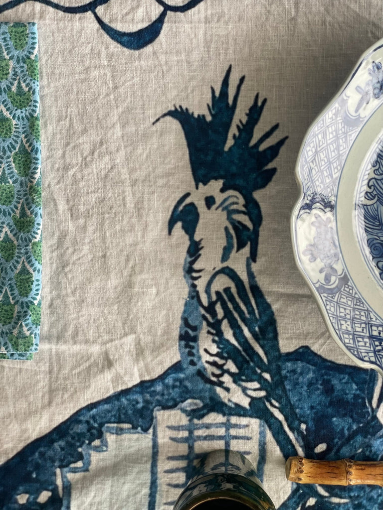" Hong Kong Homage " 6 Seater Linen Tablecloth - The Ginger Jar Lamp Co.