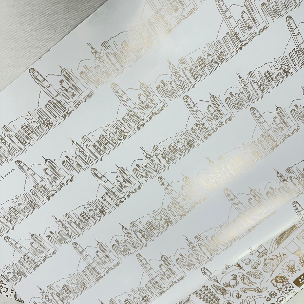 Hong Kong Gift Wrapping Paper - Gold - Thorn and Burrow