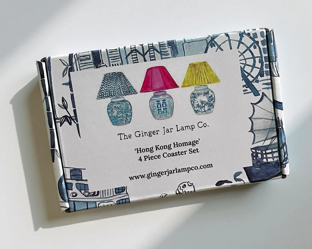 " Hong Kong Homage " Set of 4 Coasters - The Ginger Jar Lamp Co.
