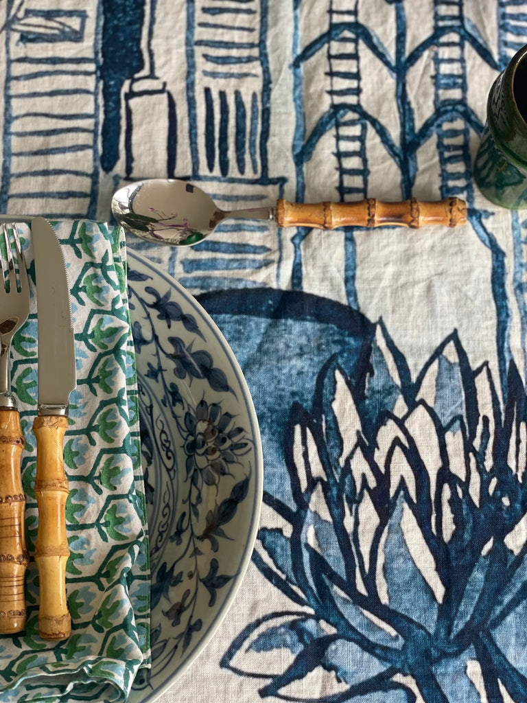 " Hong Kong Homage " 6 Seater Linen Tablecloth - The Ginger Jar Lamp Co.