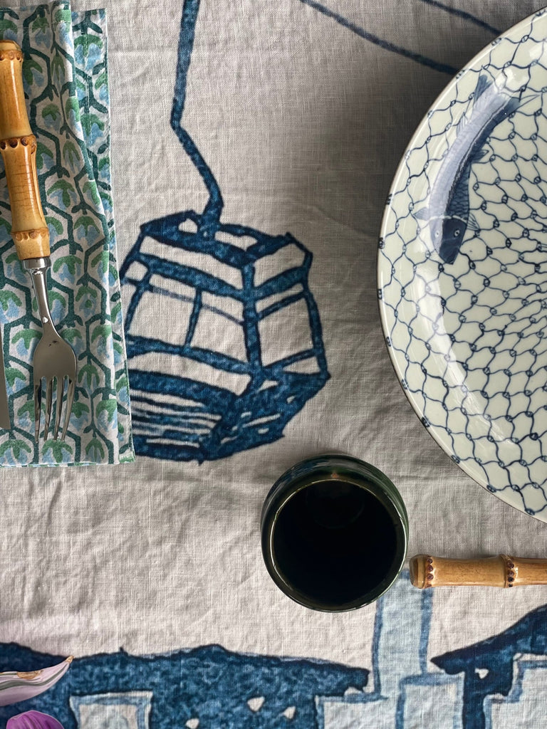 " Hong Kong Homage " 6 Seater Linen Tablecloth - The Ginger Jar Lamp Co.