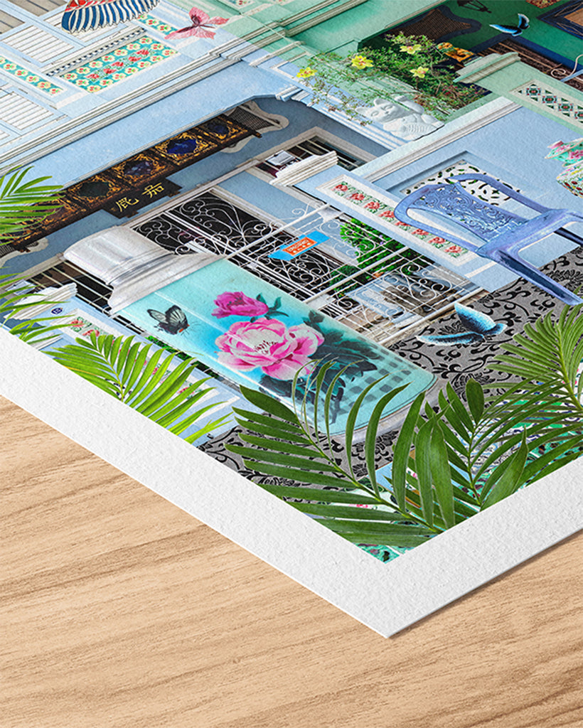 Shophouse Trio in Emerald Greens & Blues Artwork