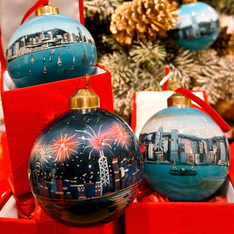 Hong Kong Hand Painted Glass Bauble