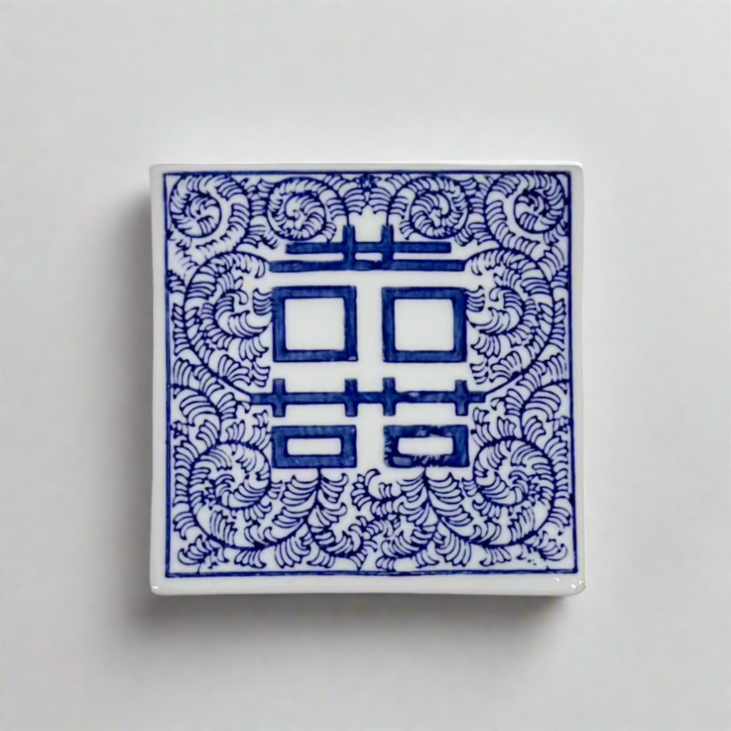 Blue & White Ceramic Tile Coaster