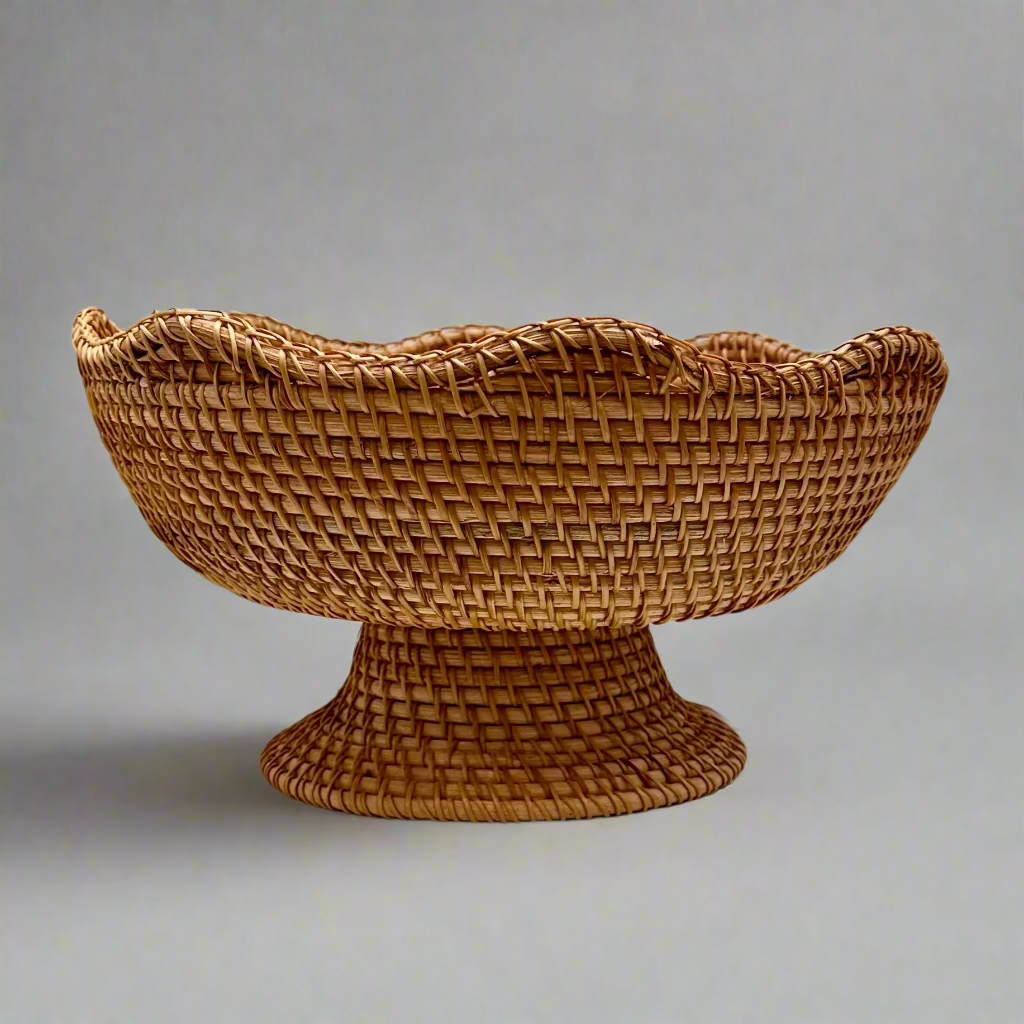 Woven Rattan Pedestal Bowl