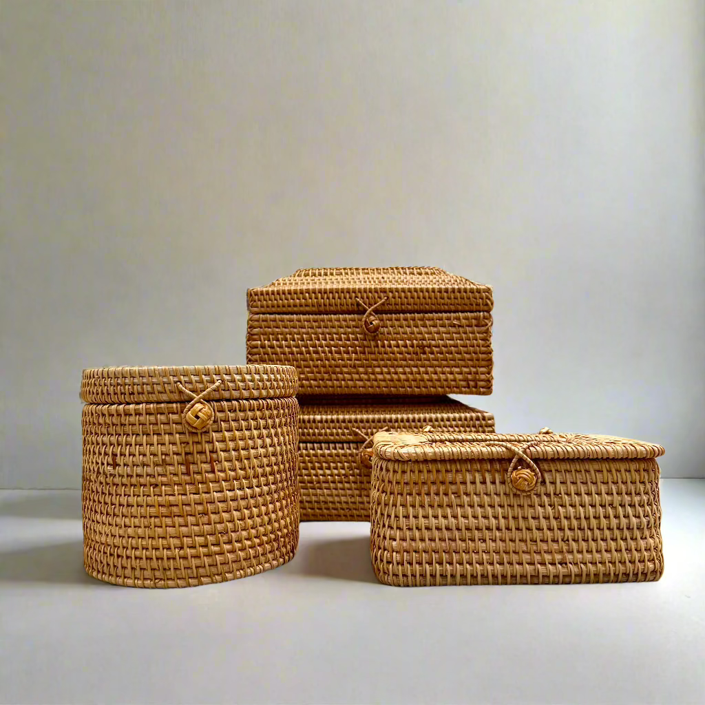 Woven Rattan Tissue Holder Collection