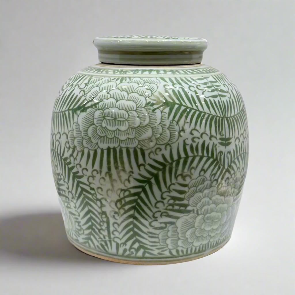 Foliage Ceramic Ginger Jar With Lid
