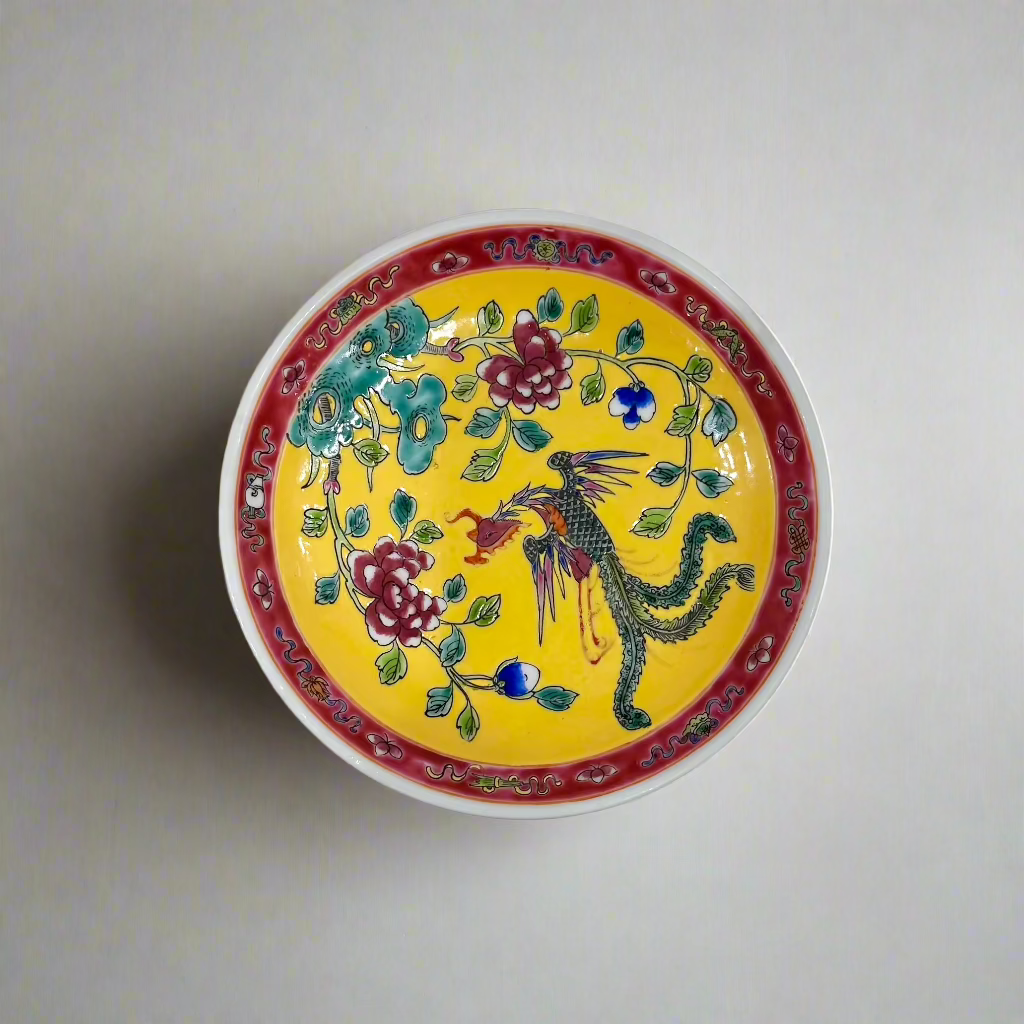 Phoenix Hand-Painted Peranakan Ceramic Pedestal Bowl
