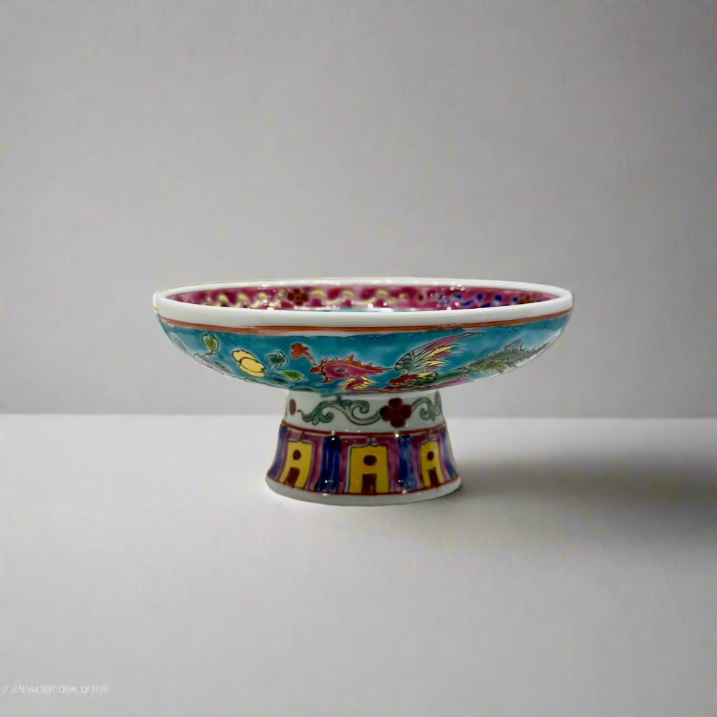 Phoenix Hand-Painted Peranakan Ceramic Pedestal Bowl