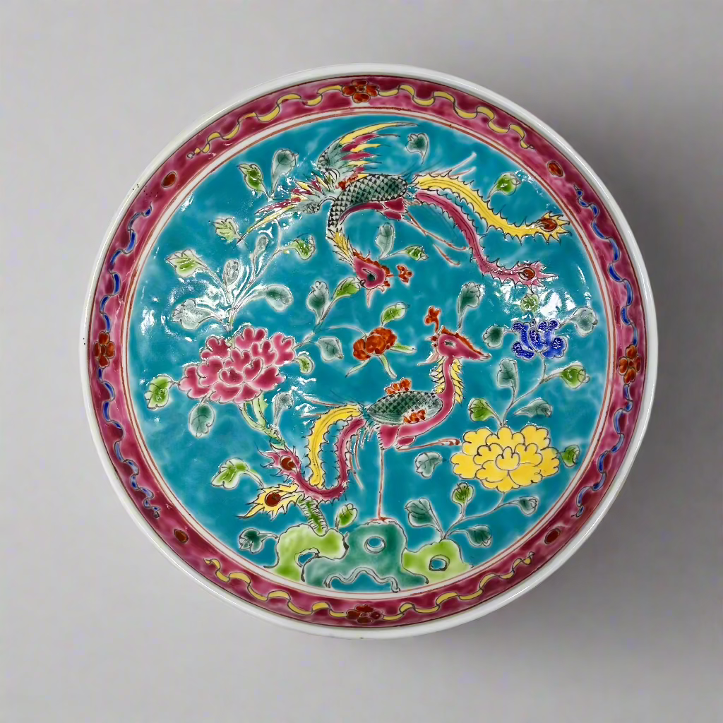 Phoenix Hand-Painted Peranakan Ceramic Pedestal Bowl