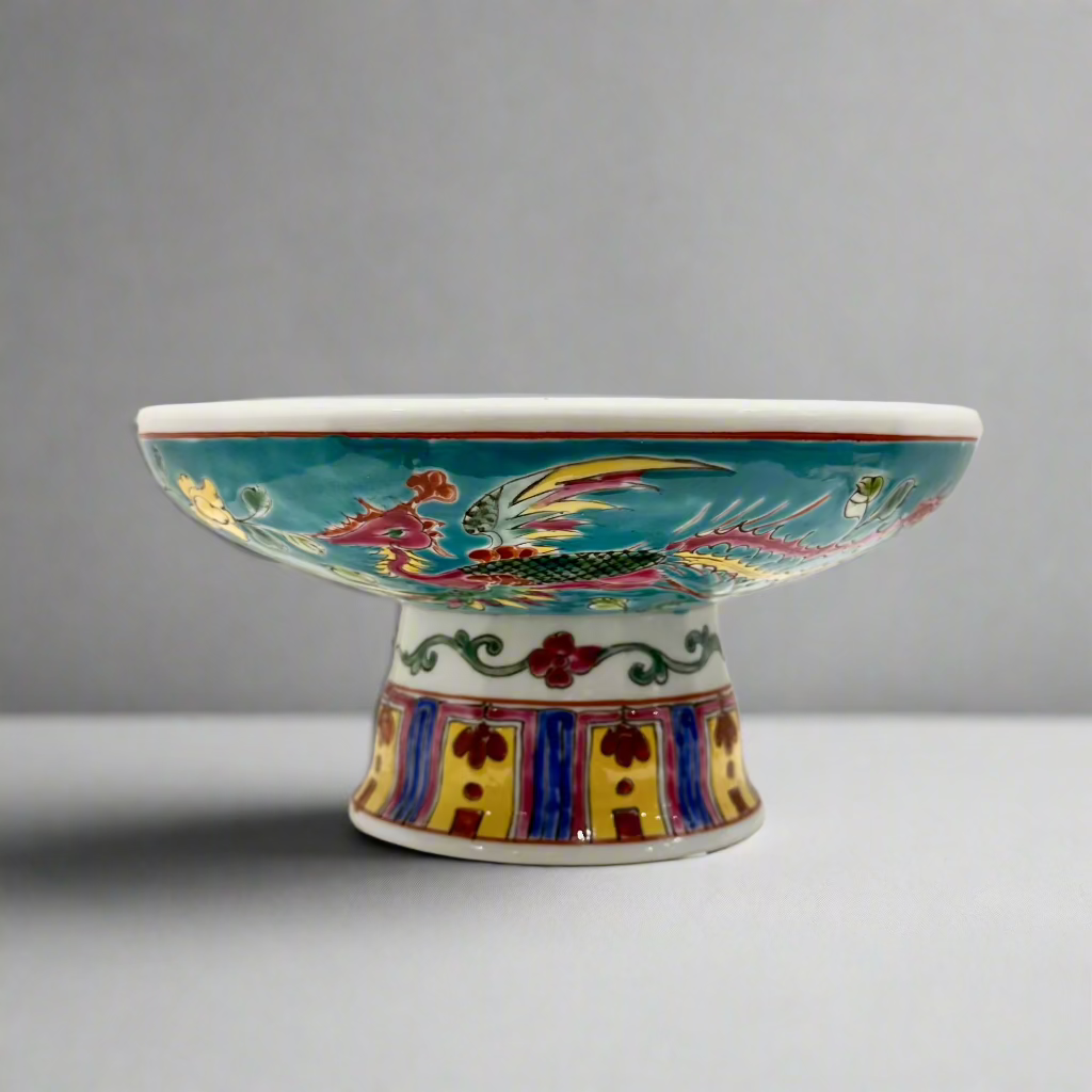 Phoenix Hand-Painted Peranakan Ceramic Pedestal Bowl