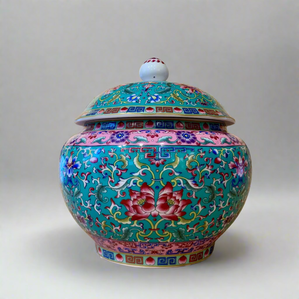 Royal Flora Pink & Green Bone China Soup Tureen with Lid