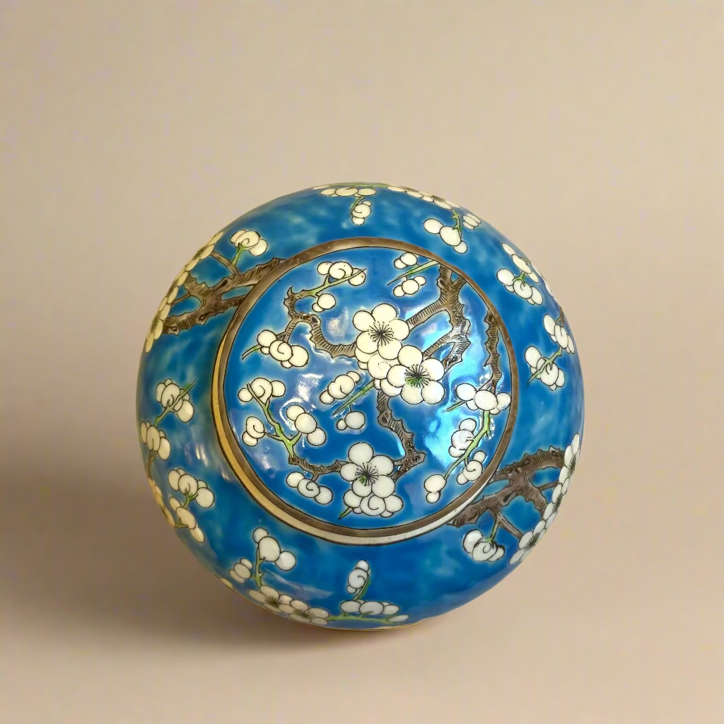 Cherry Blossom Ceramic Round Ginger Jar with Lid