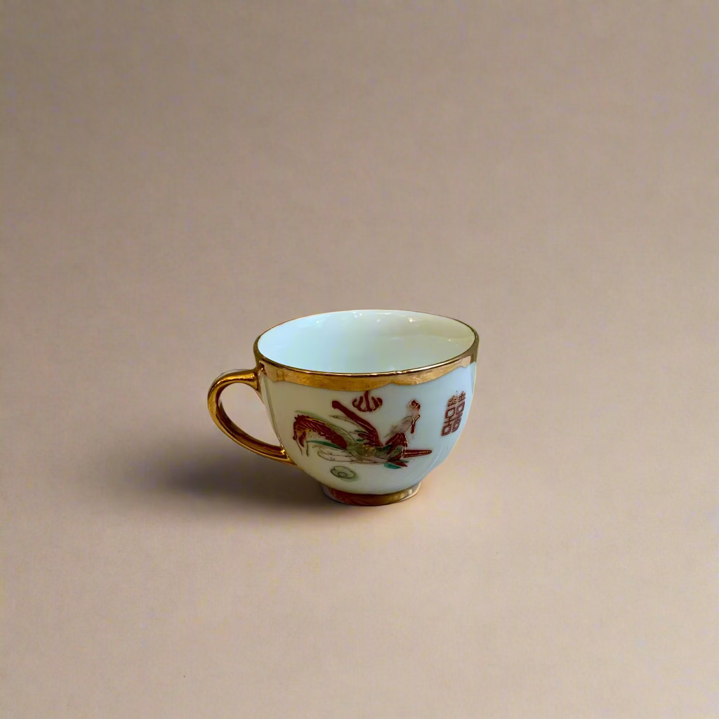 Gold Double Happiness Dragon & Phoenix Tea Set