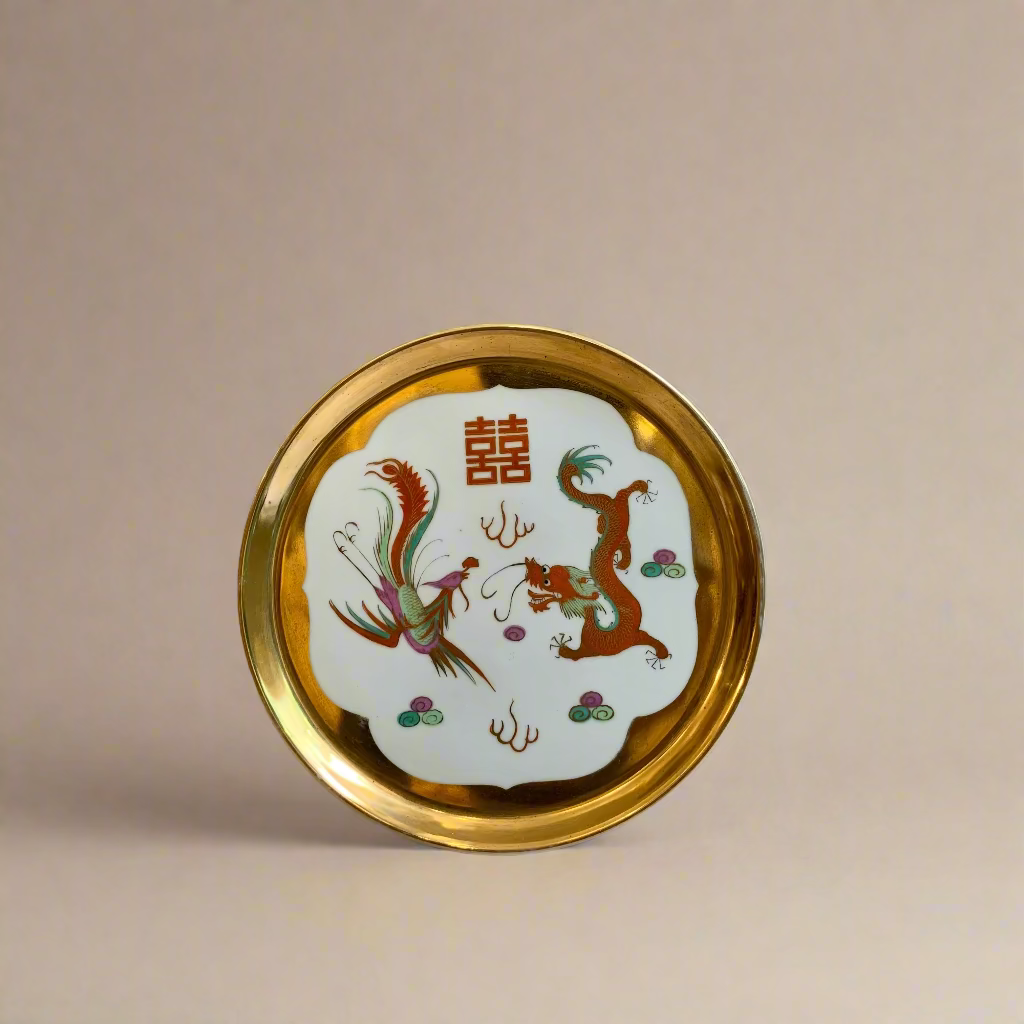 Gold Double Happiness Dragon & Phoenix Tea Set