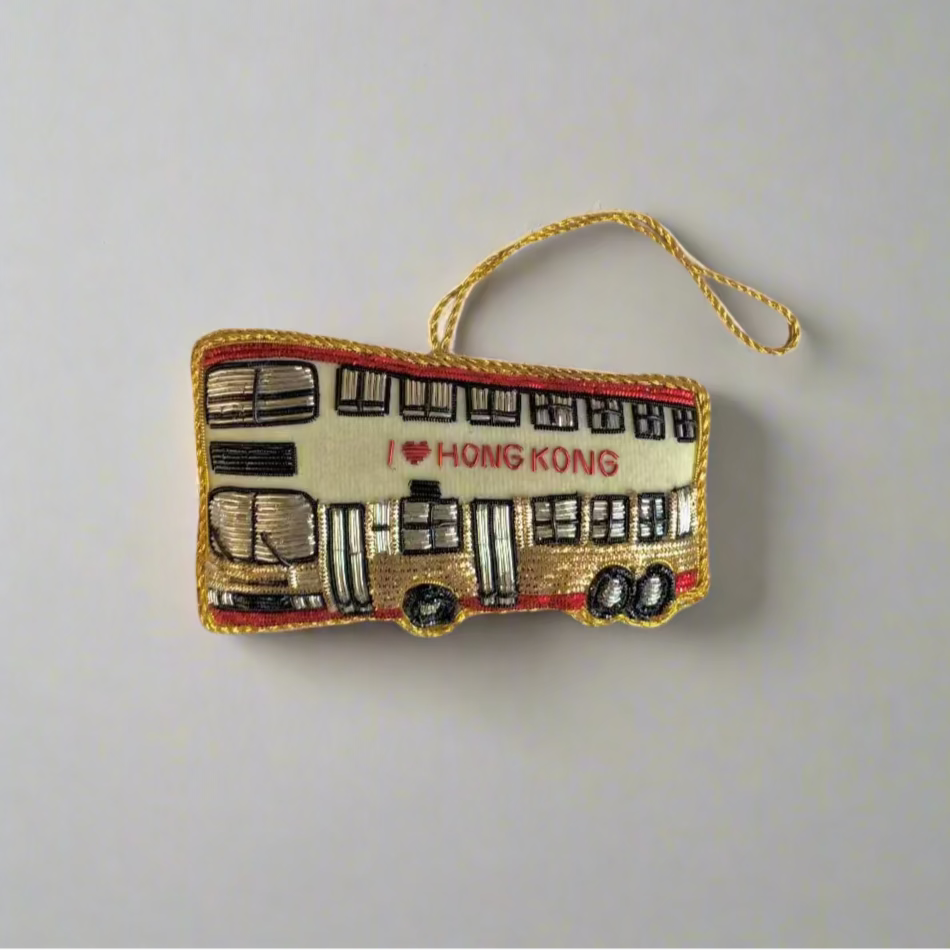 EMBROIDERED ORNAMENT : Double Decker Bus
