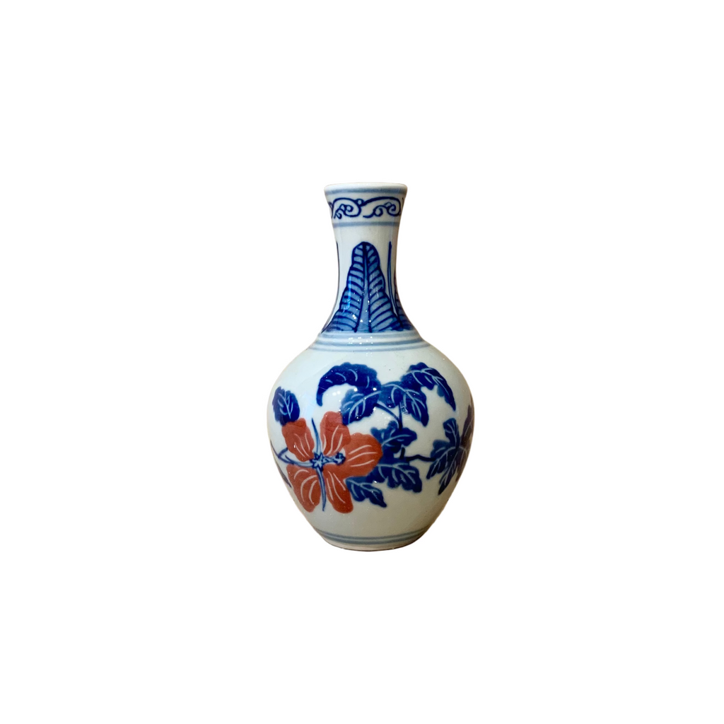 Chinoiserie Blue & White Mini Ceramic Vase