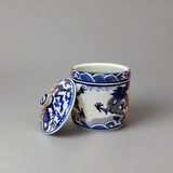 Blue & White Dragon Ceramic Storage Jar with Ceramic Handle