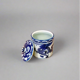 Blue & White Dragon Ceramic Storage Jar with Ceramic Handle