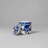 Blue & White Dragon Ceramic Storage Jar with Ceramic Handle