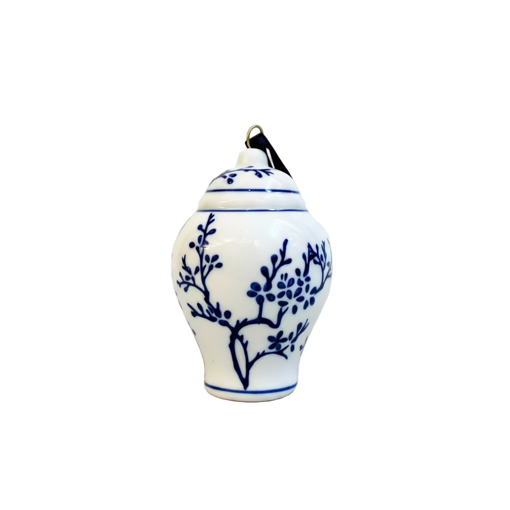 Blue Ceramic Ginger Jar Hanging Ornament