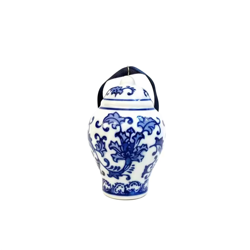 Blue Ceramic Ginger Jar Hanging Ornament