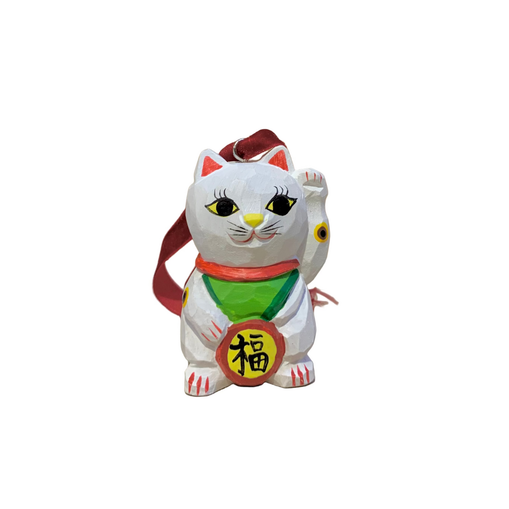 Lucky Cat Wooden Ornament