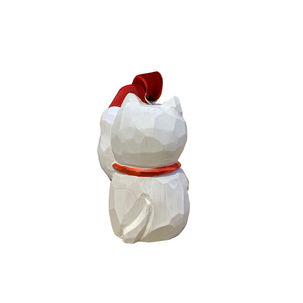 Lucky Cat Wooden Ornament