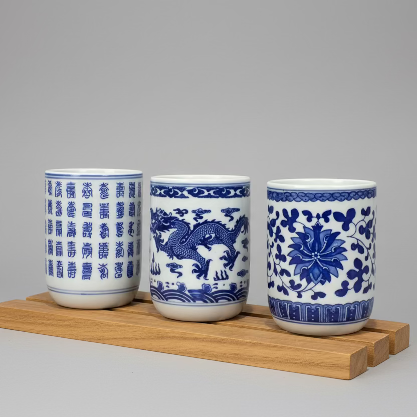 Blue & White Chinese Mug with Candle - Thorn and Burrow