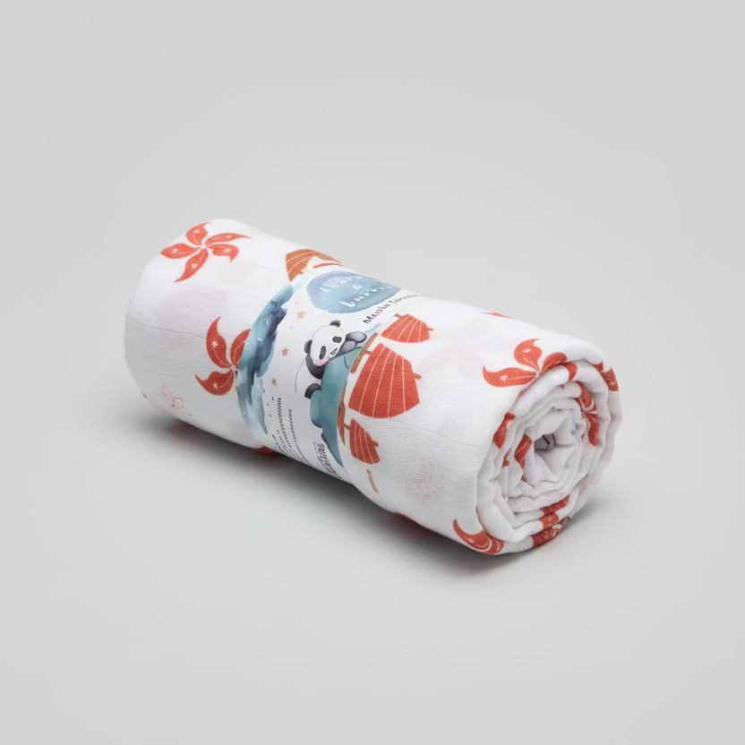 Hong Kong Swaddle Blanket - Junk & Bauhinia