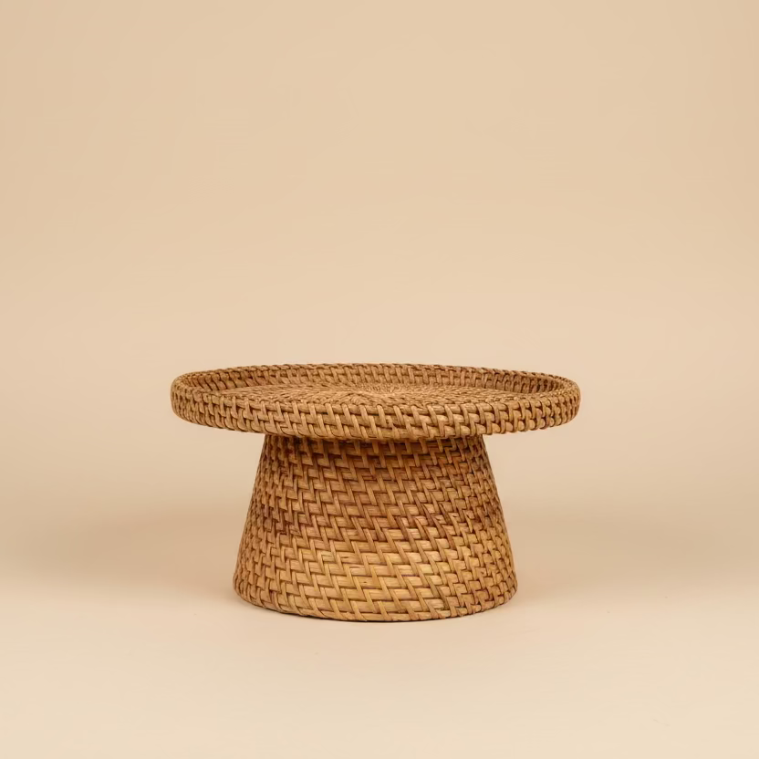 Woven Rattan Pedestal Stand - Thorn and Burrow