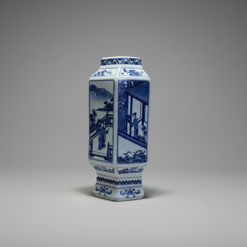 Blue & White Chinoiserie Wall Vase - Thorn and Burrow