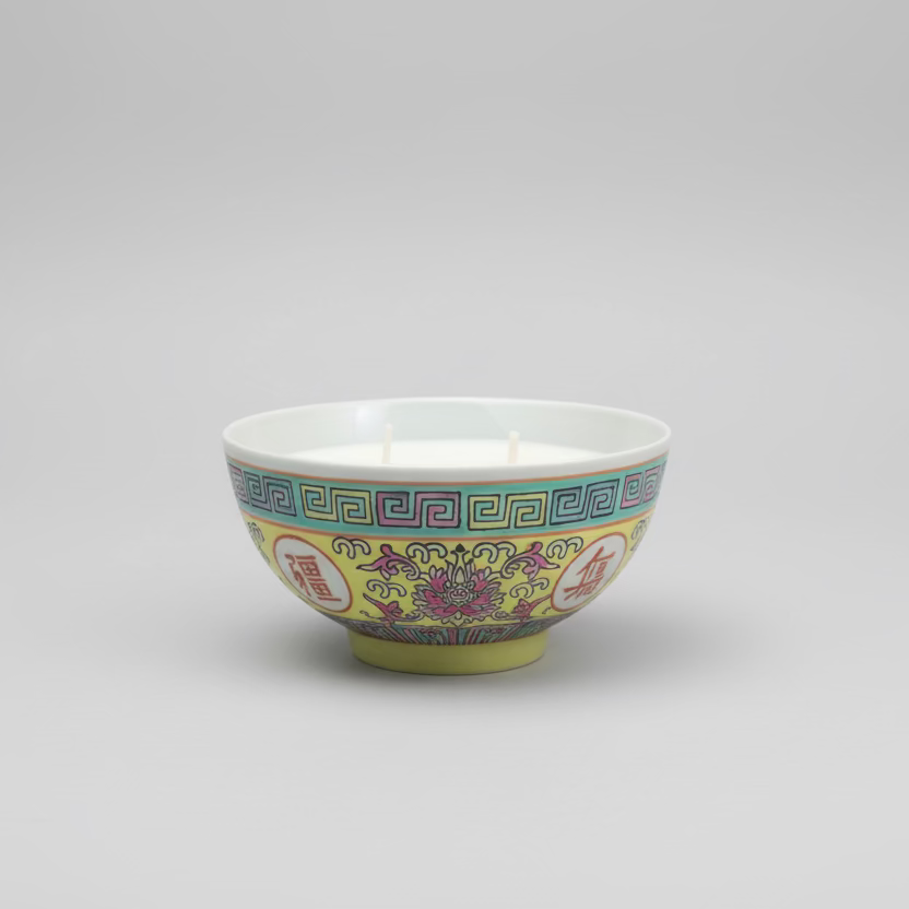 Colourful Chinese Rice Bowl with Candle