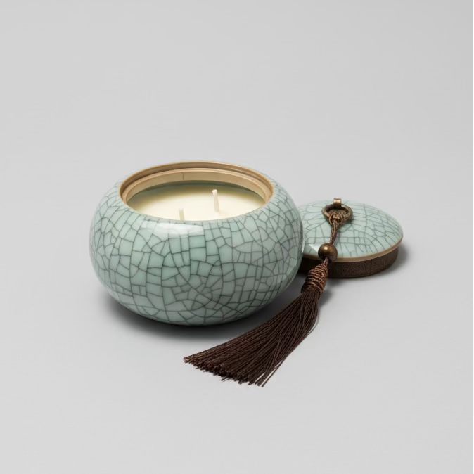 Craquelure Celadon Tea Canister Candle