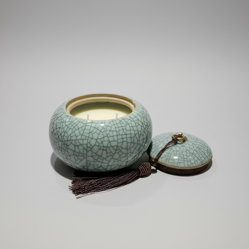 Craquelure Celadon Tea Canister Candle