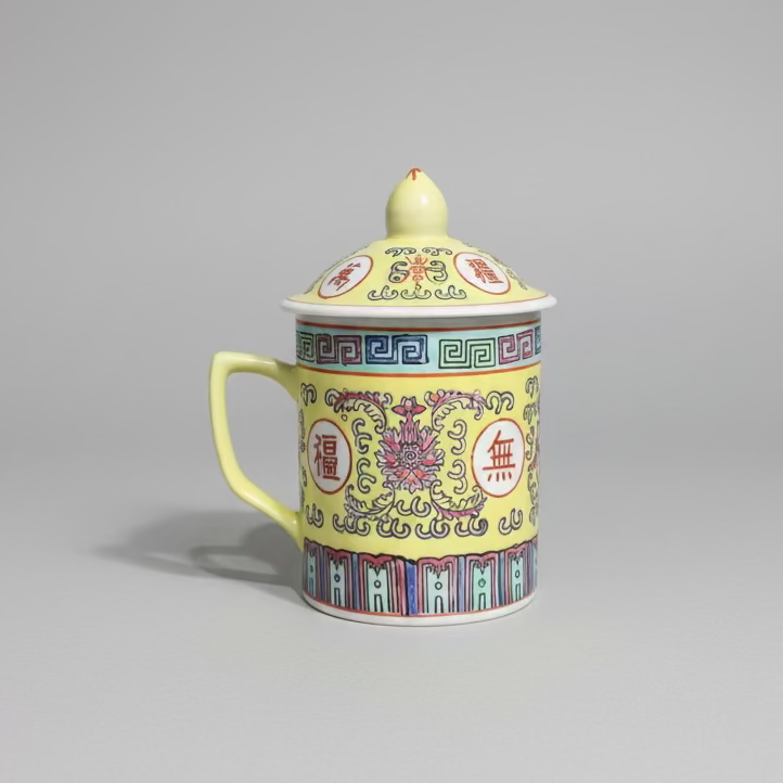 Chinese Mug with Lid and Candle