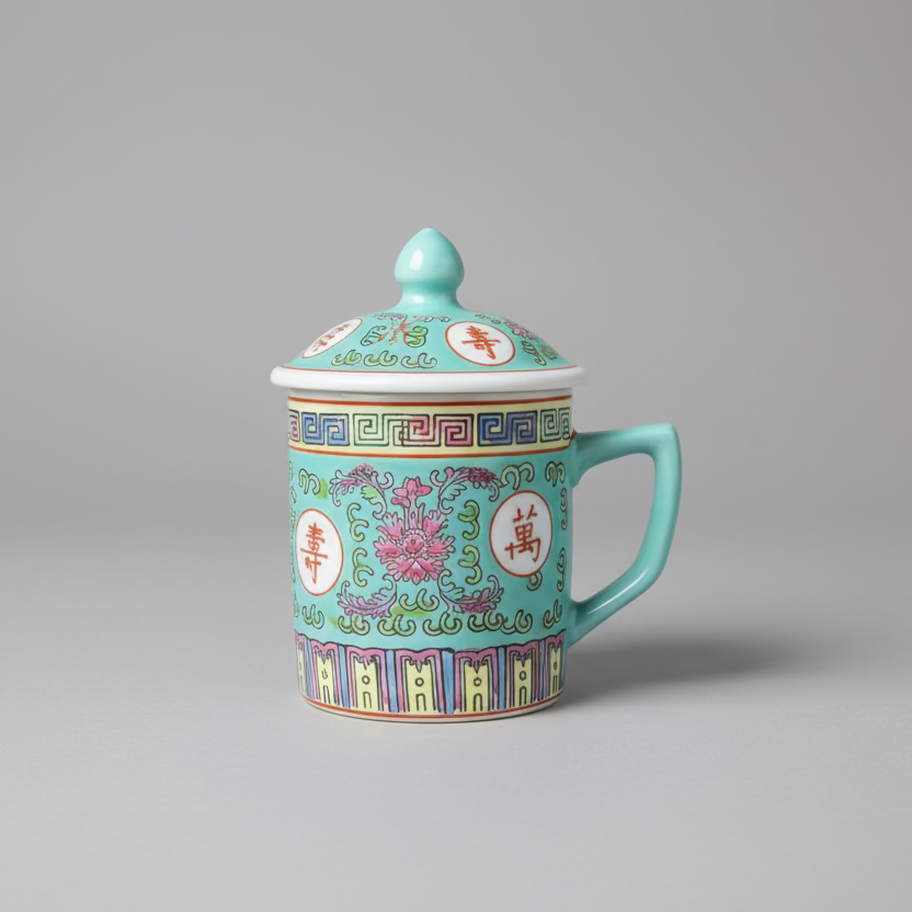 Chinese Mug with Lid and Candle