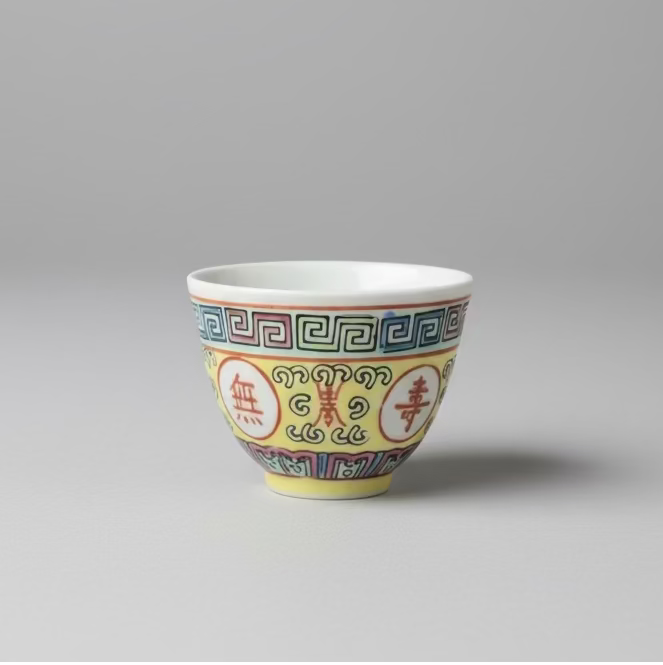 Colourful Chinese Tea Cup with Candle