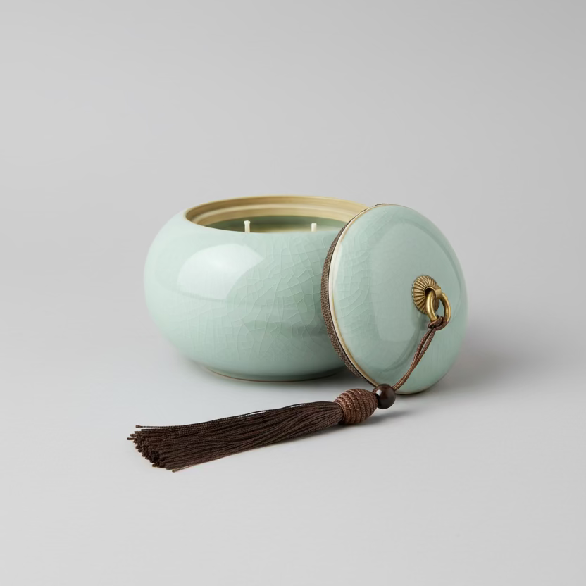 Craquelure Celadon Tea Canister Candle