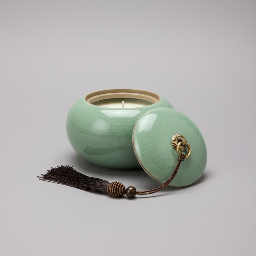 Craquelure Celadon Tea Canister Candle