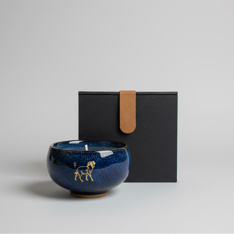 Chinese Zodiac Ceramic Teacup Candle in Gift Box