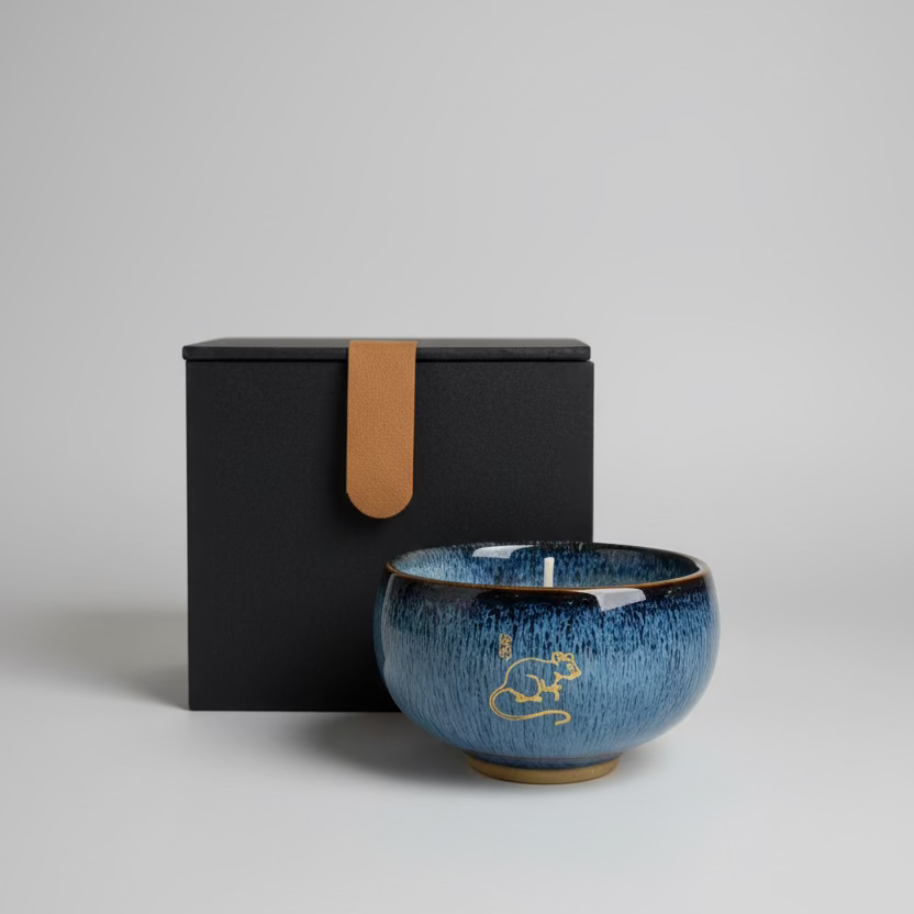 Chinese Zodiac Ceramic Teacup Candle in Gift Box