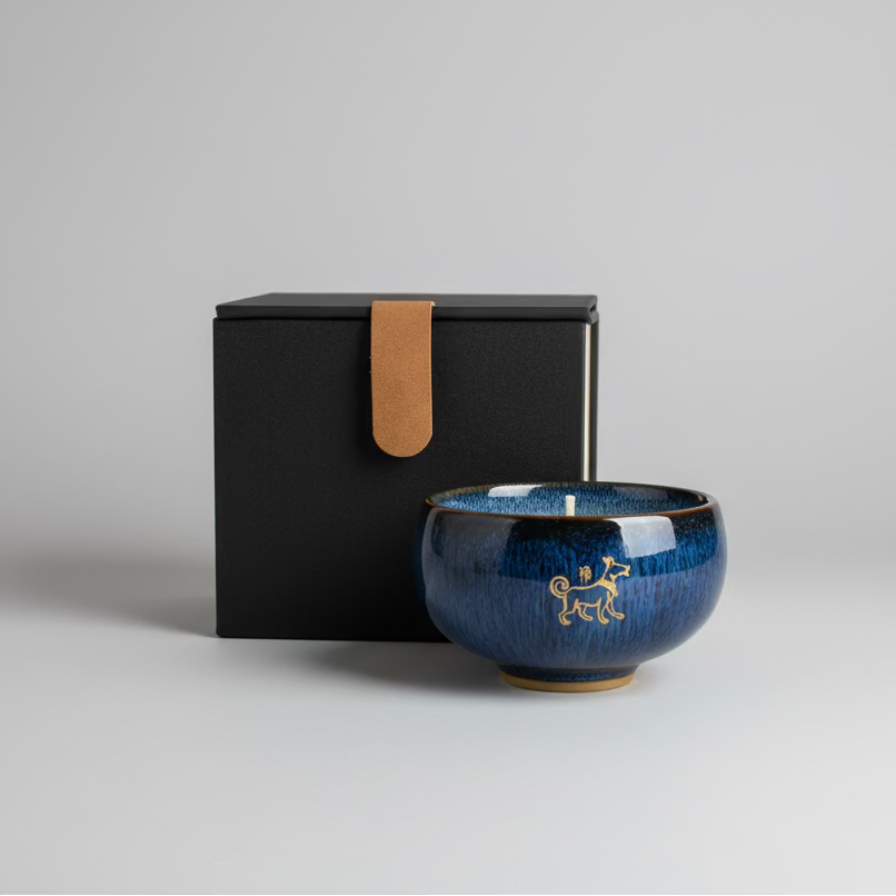 Chinese Zodiac Ceramic Teacup Candle in Gift Box