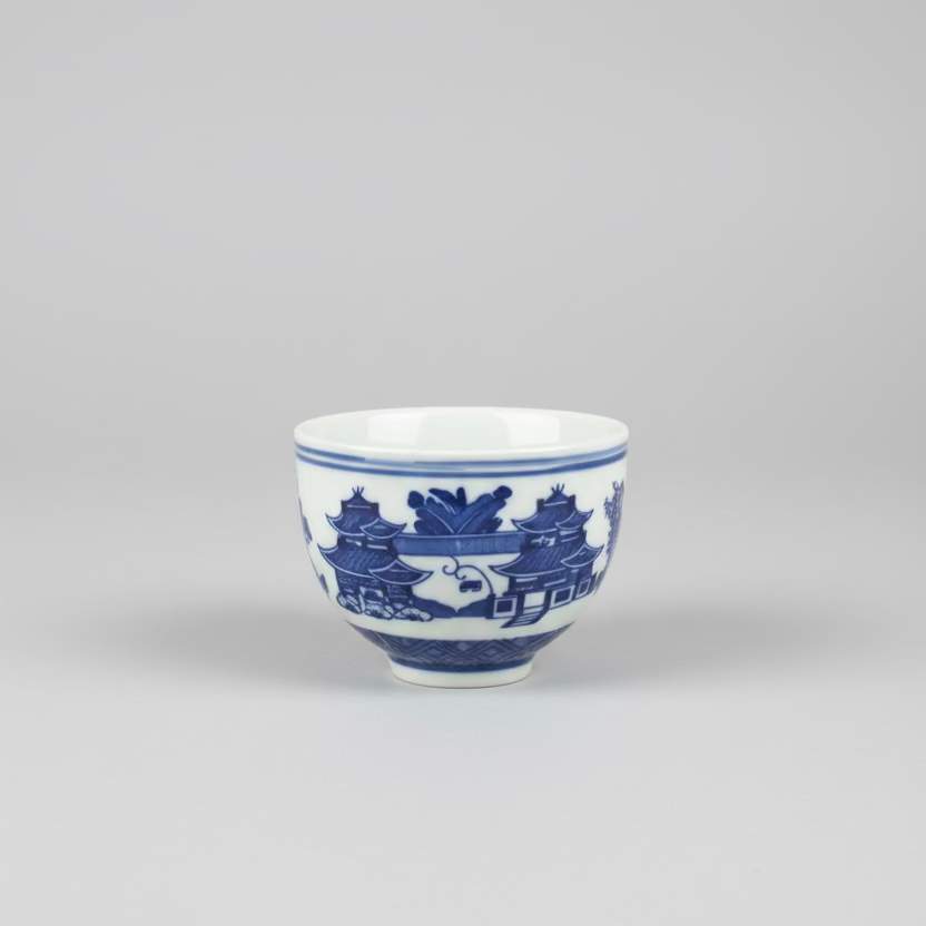 Blue & White Chinese Tea Cup with Candle